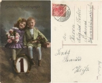 Neujahrsgrüße, Kinder mit Rosen, o 31.12.1919