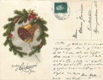 Neujahr Glocke Blumenkranz Glückwunschkarte o 29.12.1930