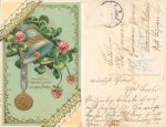 Neujahr Glocke Goldschnittprägekarte o 31.12.1911