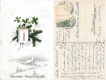 Neujahr Kalenderblatt Kleeblätter Glückwunschkarte o 31.12.1919