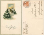 Neujahr Tannenbaum Prägekarte o 31.12.1917