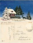 New Year deer with winter landscape o ca. 1915