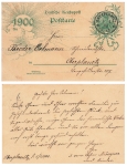 New Year's card 1900 postal stationery 5 Pfennig Reichspost o Oberplanitz 1.1.1900