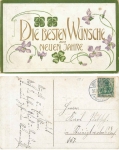 Neujahrskarte Kleeblatt Jugendstil Prägekarte o 31.12.1912