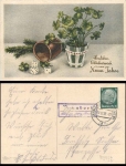 09488 Neundorf via Annaberg (Erzgeb) country postmark on New Year's card 12/30/1939