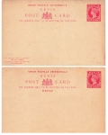 Nevis Post Card Answer postal stationery Victoria 1882 *