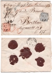 North German Confederation Mir.No. 15 + 17 money letter stamped Polkwitz 12.1.1870 to Breslau