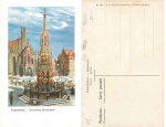 Nuremberg beautiful fountain artist card Heinrich Kley *ca. 1910
