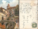 Nuremberg castle entrance Tucks Oilette No.611B artist card Charles E. Flower o 8.10.1908