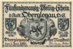 Upper Glogau Upper Silesia emergency bank note Głogówek 1921