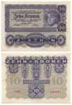 Oesterreichisch Ungarische Bank 10 Zehn Kronen 1922