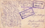 K.u.K. 2nd Regiment of T.K.J. 2nd replacement company censorship stamp Prague military service free postage o July 9, 1916