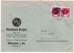 Olbernhau OPD Chemnitz blackening on horizontal pair 6 Pfg Hitler on letter o 12.7.1945 to Meissen
