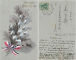 Easter greeting 1st World War Patriotika Willow Kitten o 3.4.1915