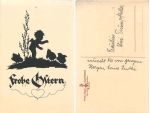 Easter angel with chick silhouette card used circa 1930