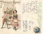 Easter children with Easter egg gold cut litho o 16.3.21