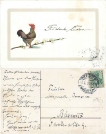 Ostern Huhn mit Weidenkätzchen o 3.4.1915