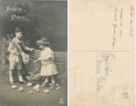 Children with Easter eggs and chicken Serial card GL 3832/1 used. 1915