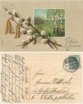 Easter willow catkin embossed artist card o 13.4.1911