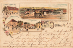 04749 Ostrau Litho Bahnhof Gasthof o 1894