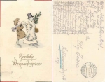 Christmas Patriotika child with snowman o 12/17/1915