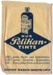 Pelikan ink advertising imprint on packaging bag around 1920