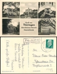 07389 Peuschen about Poessneck country postmark on postcard o 12.7.1963