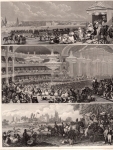 Horse racing and Paris Opera steel engraving by Henry Winkles after G. Heck around 1850