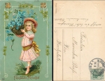 Child with a basket of flowers Whitsun Goldschnititho o 14.5.10