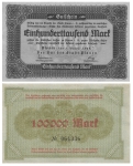 Plauen Vogtland Einhunderttausend Mark Gutschein 1. August 1923 Notgeld