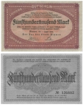Plauen Vogtland Five hundred thousand marks voucher August 1, 1923 emergency money