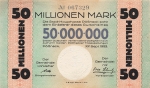 Pössneck 50 Millionen Mark Gutschein 1923 Notgeld