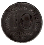 Poland Planned Kingdom 10 Fenigow 1917 F