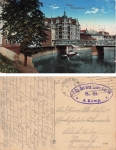 Posen Wallischei Bridge Poznan Field Post 1917  ​​​​​​​II. Ers.-Battl. Gren. Agri. Regt. 100 4th Company
