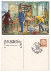 Post office with post office clerks private postal stationery special stamp Heimatwerk things 3.91938