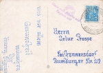 Propagandastempel Plane mit Arbeite mit Regiere mit 1954 auf Blumenkarte