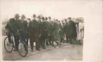 Cyclists at the start of a track race, circa 1930