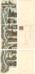Rhein Leporello with Cologne Cathedral 3 litho cards solved o 10.7.1900