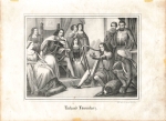 Richard the Lionheart with harper original lithograph Oeser around 1850