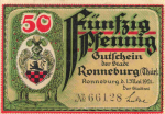07580 Ronneburg Thüringen Notgeldschein 1921
