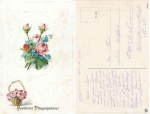 Bouquet of roses Pentecost embossed card 1914