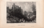 Ruin Henneberg Thuringia original steel engraving around 1850 