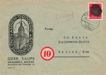 SBZ RPD Chemnitz AP 788 I with fee paid stamp Hitler head blackening Annaberg 19.7.1945 to Meissen