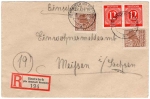 SBZ Mecklenburg-West Pomerania 2 x Michel 37 on R letter o Bentwisch March 8th, 1946 to Meissen