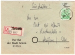 SBZ Michel 181 District handstamp 20 Artern on 84 Pfennig R-Brief o Artern 1948