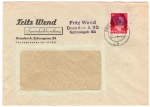 Hitler's head blackening 12 Pfennig on letter o Dresden 13.6.1945