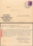 Hitler's head blackening 6 Pfennig on card drugstore Scheumann o Dresden N21 17.6.1945 to Meissen
