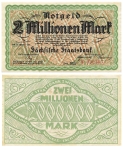 Saxon State Bank 2 million marks emergency money August 2, 1923