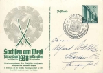 Sachsen am Werk 1938 postal stationery Reichsautobahn special cancellation Dresden A1 stamp show 19.6.1938