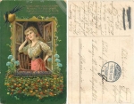 Schalben with a woman at the window gold-edged card o 9.12.1910
